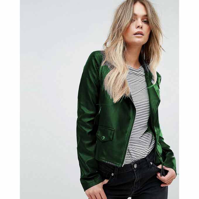 Ladies green leather winter jackets with price in Pakistan