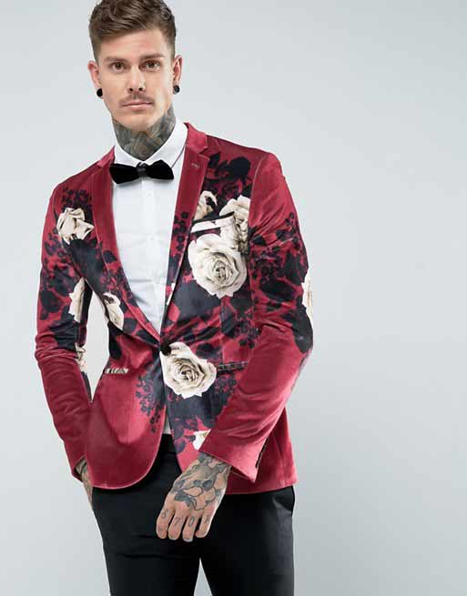 Red and white blazer with white shirt and black pants from the new collection of latest Christmas party dresses for men in 2017