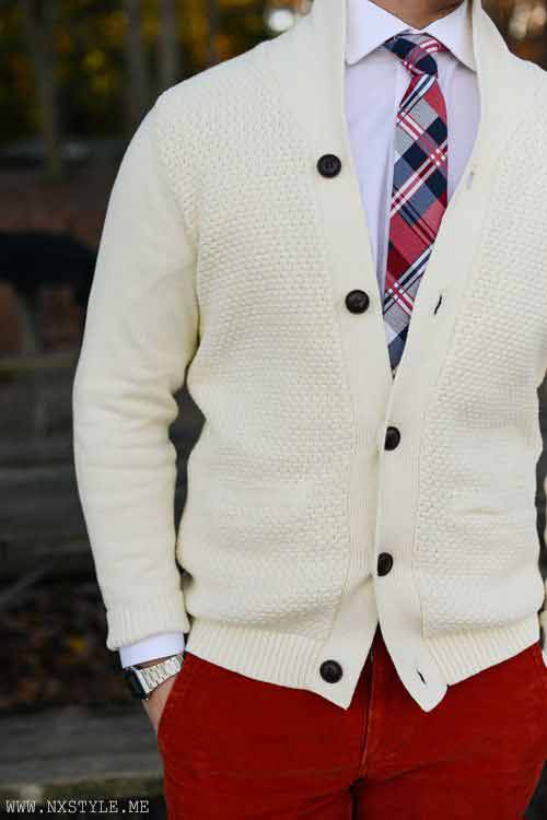 White shirt with red pants from the new collection of latest Christmas party dresses for men in 2017