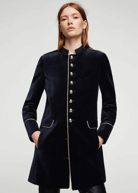 Navy blue winter long coats 2017 for girls in Pakistan