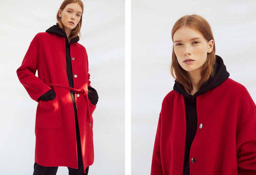 Stylish red winter long coats 2017 for girls in Pakistan