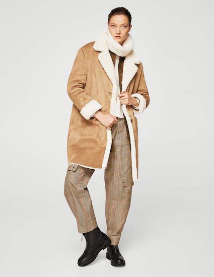 Brown and white winter long coats 2017 for girls in Pakistan