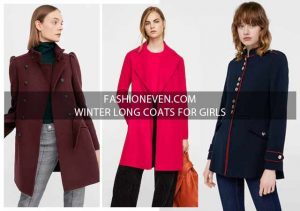 New style maroon red and navy blue winter long coats 2017 for girls in Pakistan
