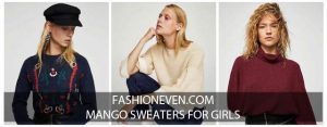 New stylish off white maroon and blue winter sweaters for girls in Pakistan by Mango 2017