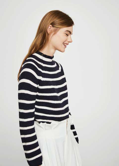 Black and white striped winter sweaters for girls in Pakistan by Mango 2017