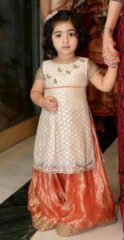 White and orange baby girls sharara dress designs 2018 for wedding party