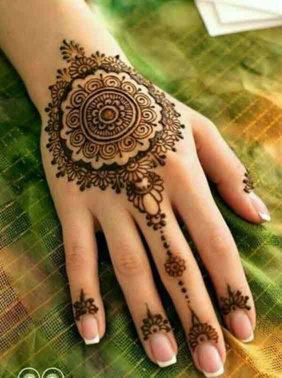 Pakistani simple gol tikka mehndi designs 2017 for back hands