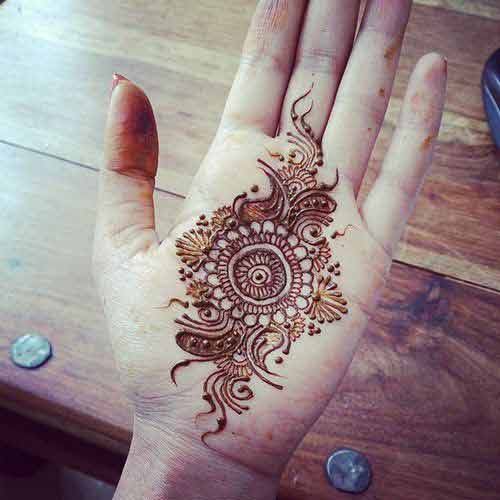 Latest and simple gol tikka mehndi designs 2017 for front hands