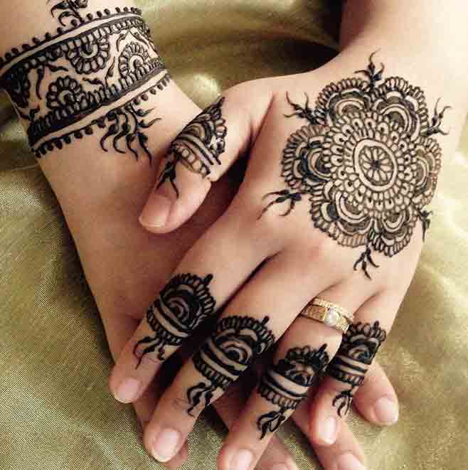 Beautiful simple gol tikka mehndi designs 2017 for back hands