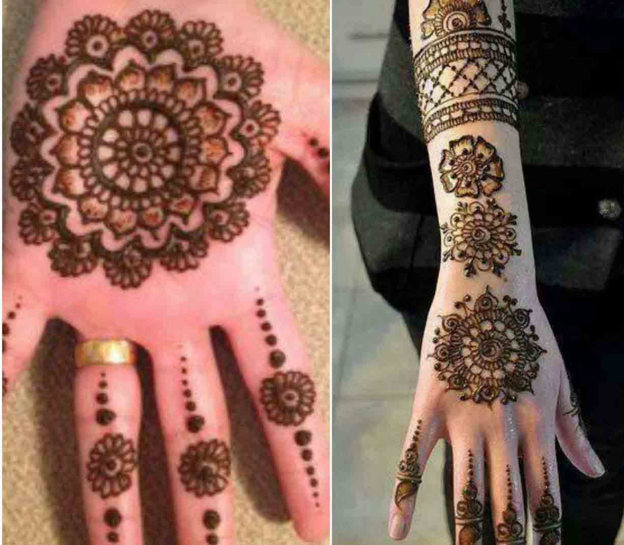 Latest and simple gol tikka mehndi designs 2017 for front and back hands