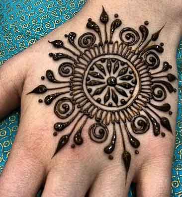 Latest style simple gol tikka mehndi designs 2017 for back hands