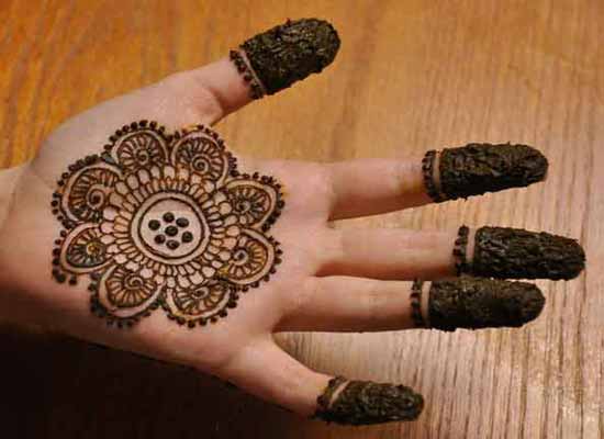 Easy and simple gol tikka mehndi designs 2017 for front hands