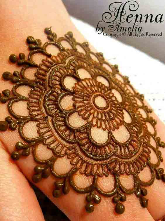 Easy circular simple gol tikka mehndi designs 2017 for back hands