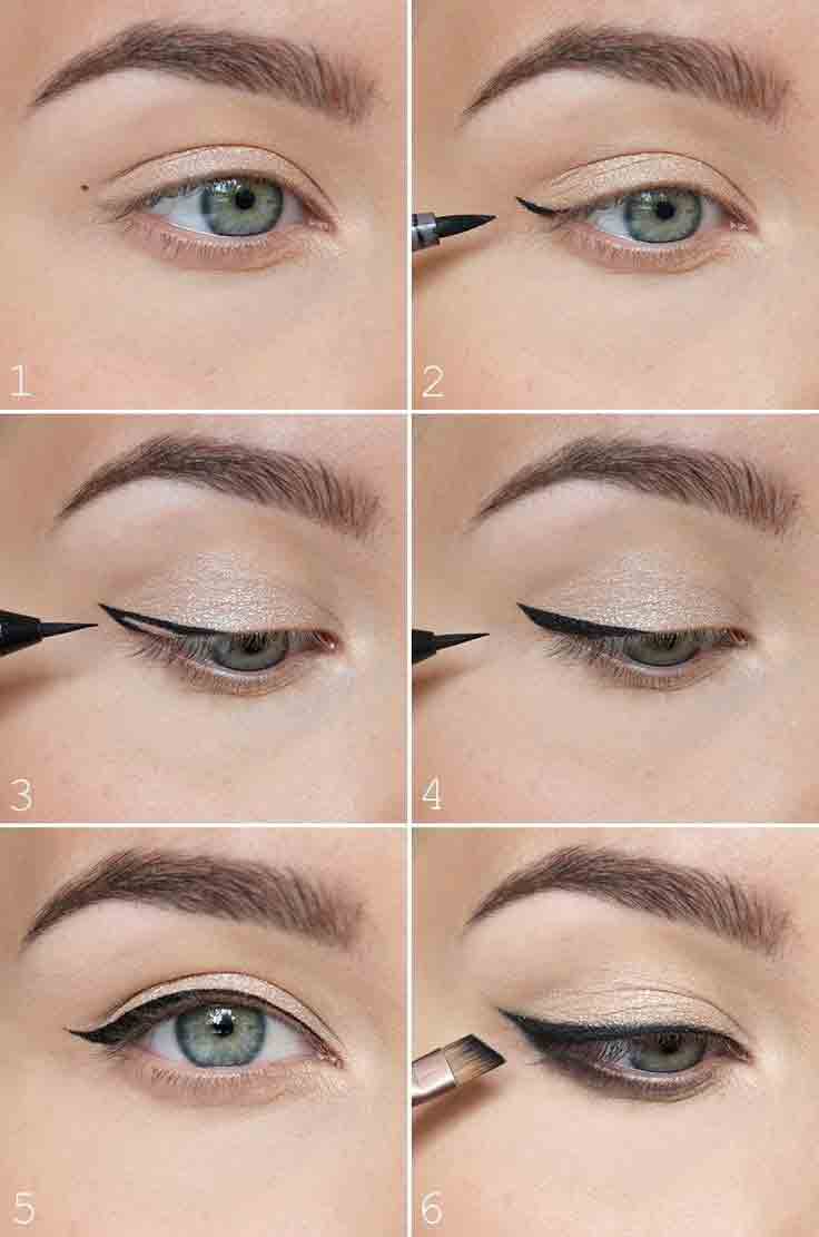 Apply gray or black color eyeliner simple 5 steps for easy and natural makeup for girls in Pakistan