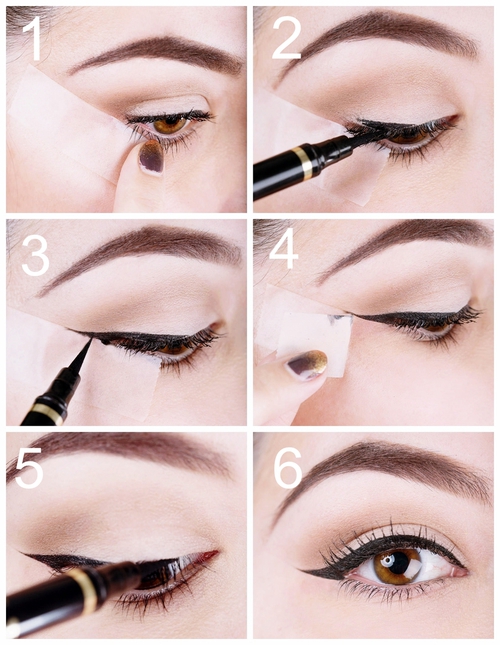 Use of scotch tape when applying eyeliner secrets and hacks from best makeup tips and tricks in Pakistan