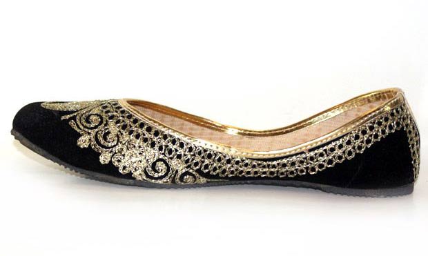 Black party wear fancy khussa shoes designs for girls