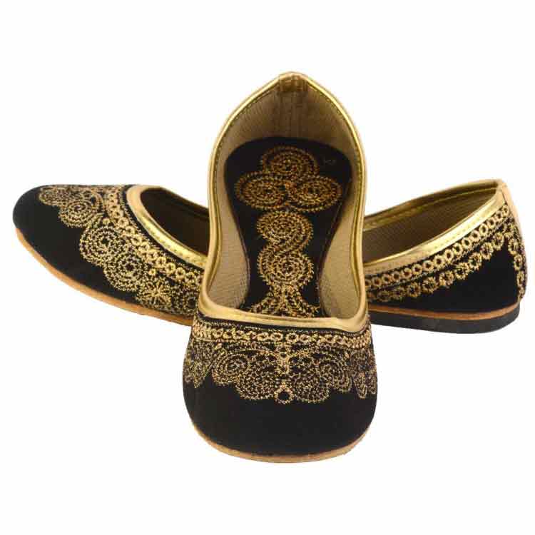 Black party wear fancy khussa shoes designs for girls