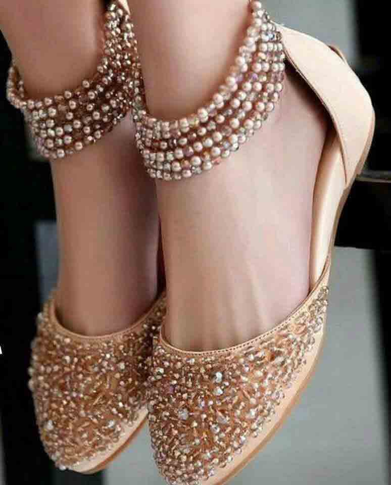 Golden fancy khussa shoes designs for girls