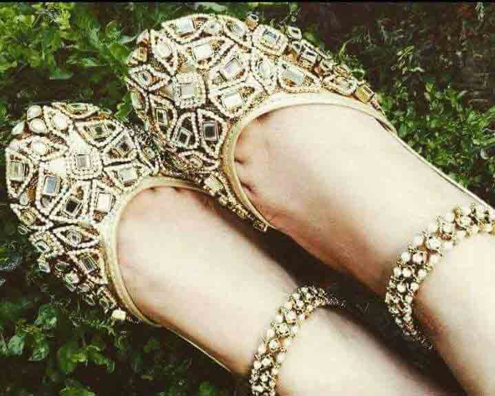 Silver fancy khussa shoes designs for girls