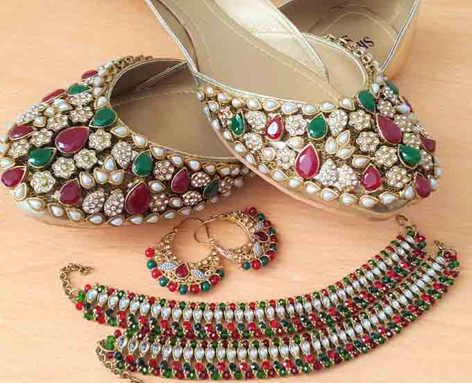 Latest kundan fancy khussa shoes designs for girls