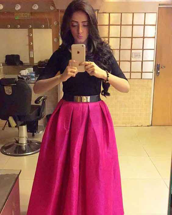 Pakistani pink and black long skirts for girls