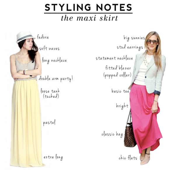 Styling notes on how to style long skirts in Pakistan 