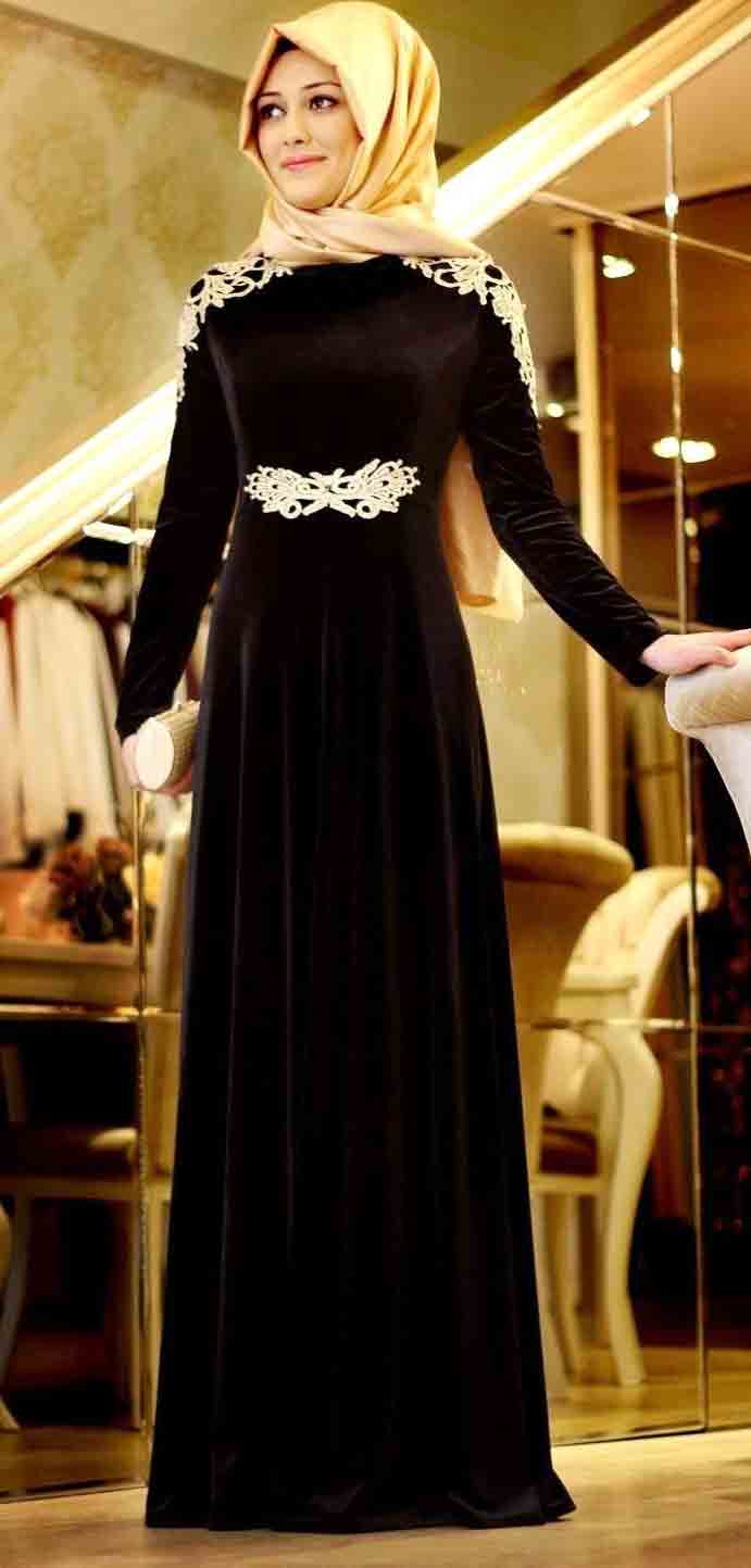 Deep magenta velvet frock style formal party wear abaya with hijab styles