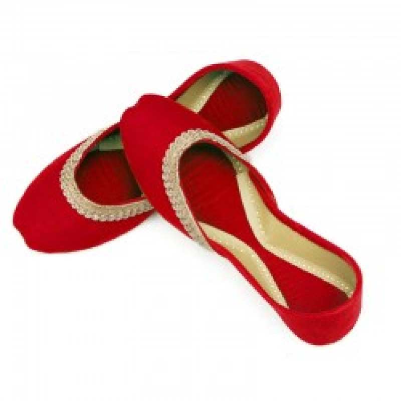 Red fancy khussa shoes designs for girls
