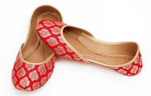 Red fancy khussa shoes designs for girls