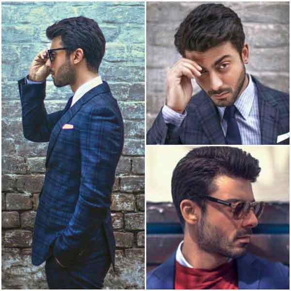 Fawad khan in white shirt and blue tie combinations with navy blue suits in Pakistan