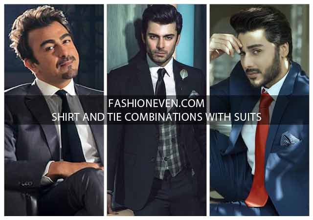 Shirt and tie combinations with black grey navy blue and brown color suits