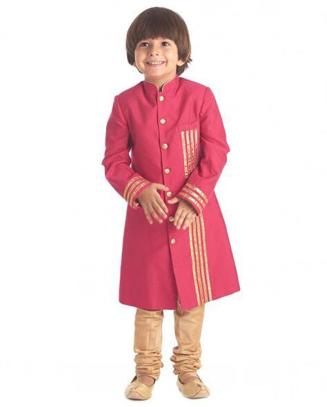 Latest pink sherwani with skin pajama for little boys