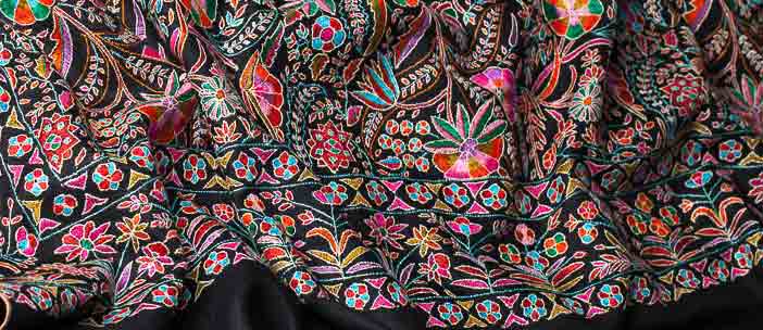 Black embroidered pashmina shawl for ladies