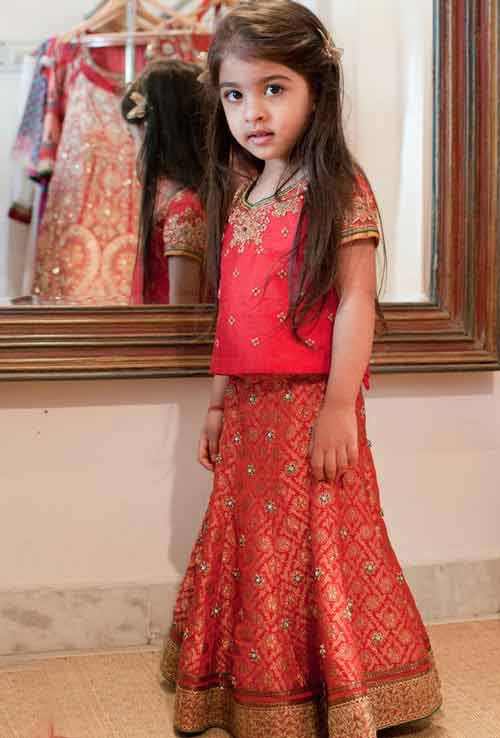 Peach lehnga choli for kids