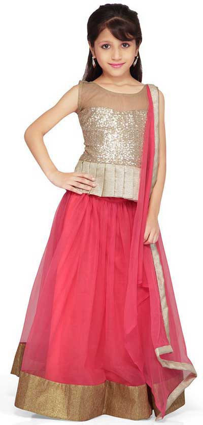 Best silver and pink lehnga choli for kids