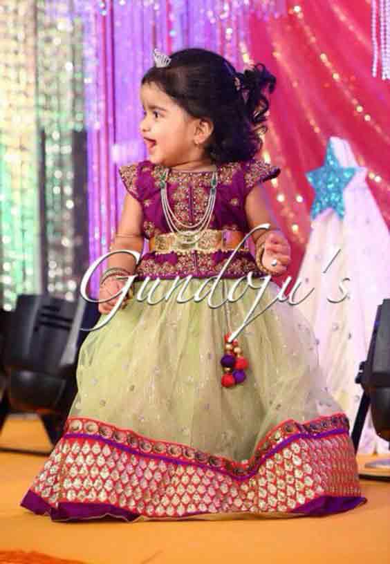 Purple and green lehnga choli for kids