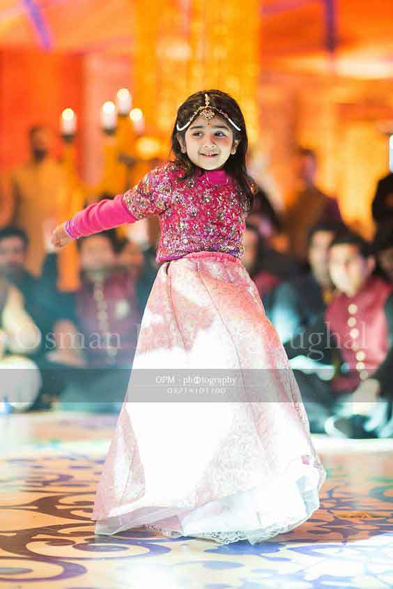 Pink and white lehnga choli for kids