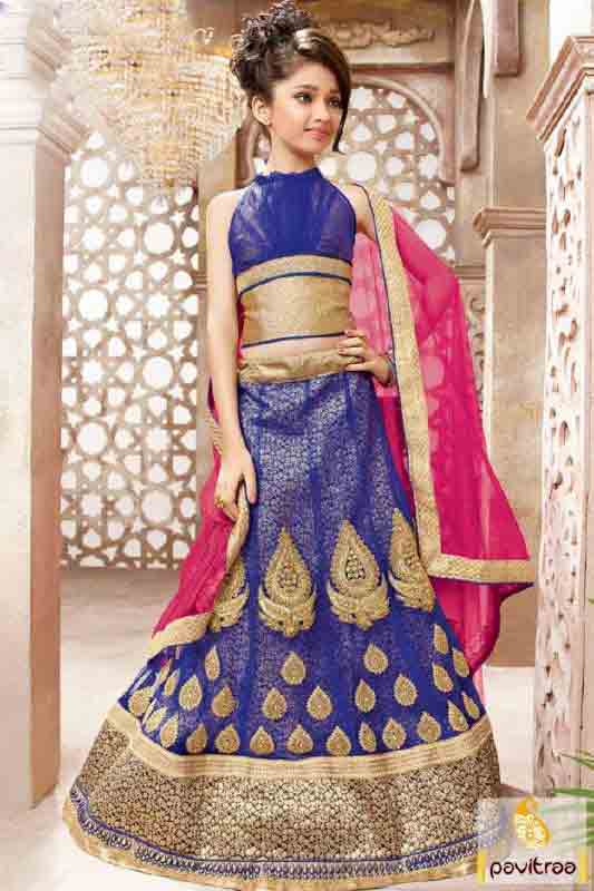 Kids pink and blue lehnga choli designs