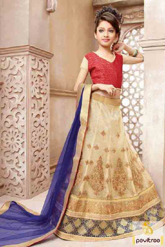 Best off white and red lehnga choli designs with dupatta for kids