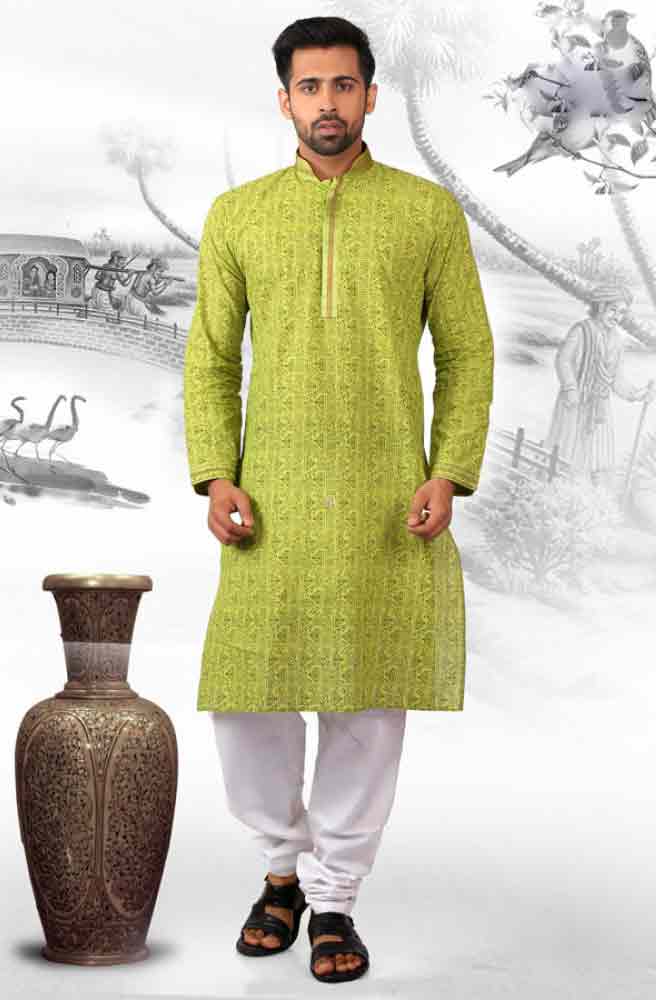 Best green kurta with white shalwar for groom