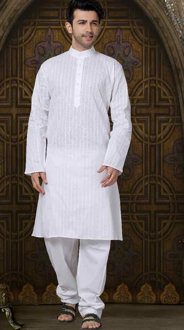 Simple white mehndi kurta designs for groom