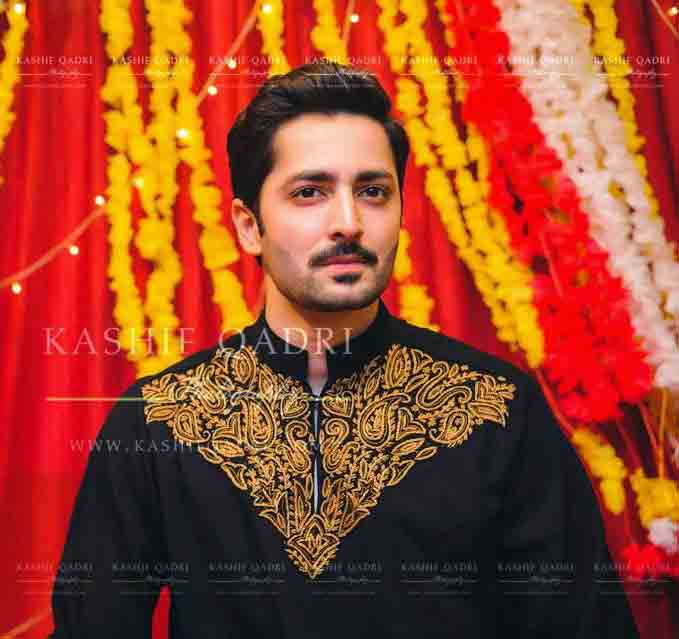 Black embroidered kurta designs for grooms