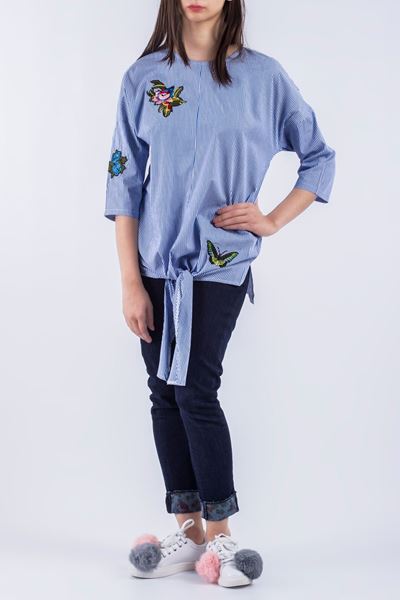 Pakistani blue knotted tops with jeans for girls