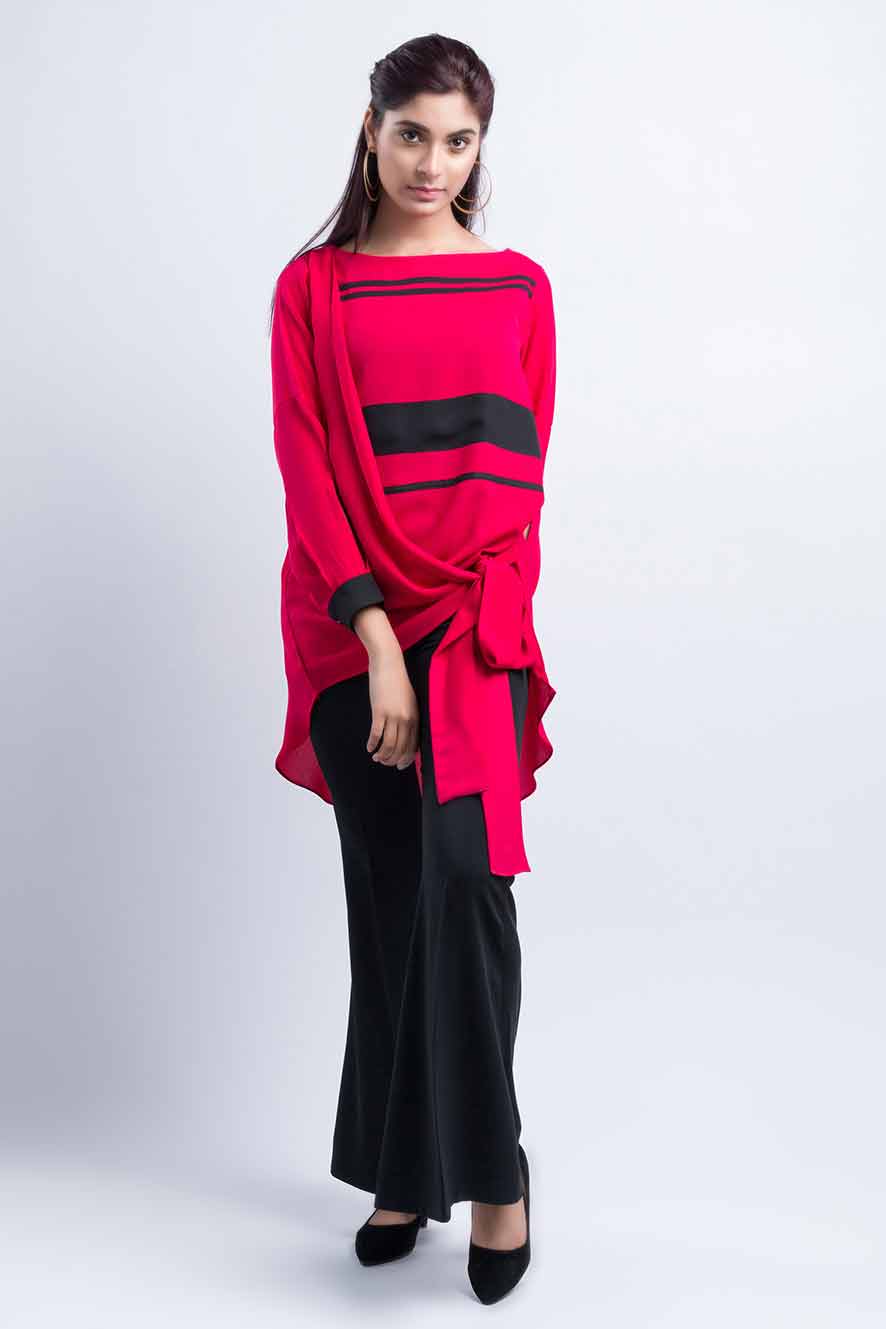 Pakistani red and black knotted tops and shirt designs