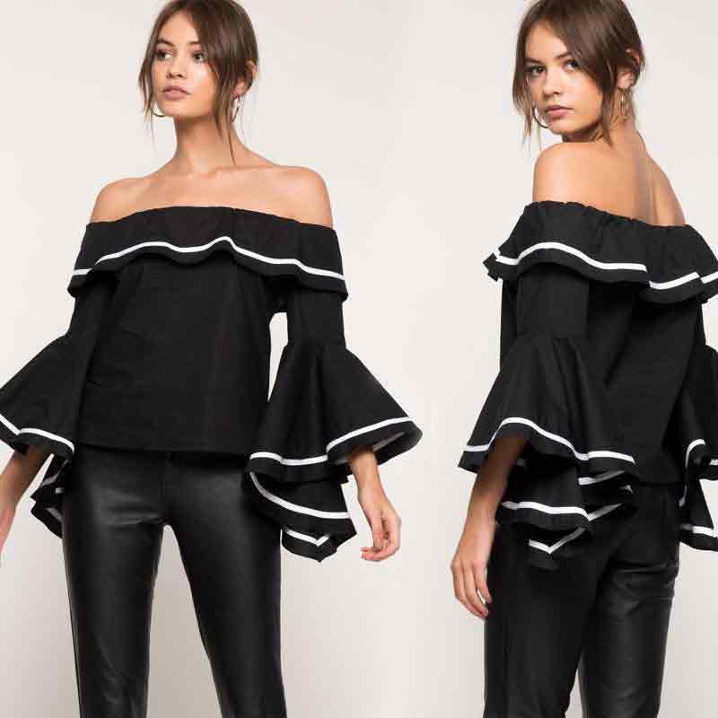 Best black casual off shoulders top design