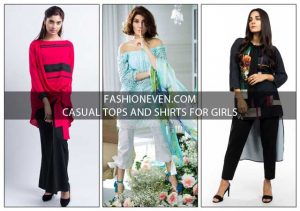 Pakistani casual off shoulders knotted and high low tops and shirt designs for girls