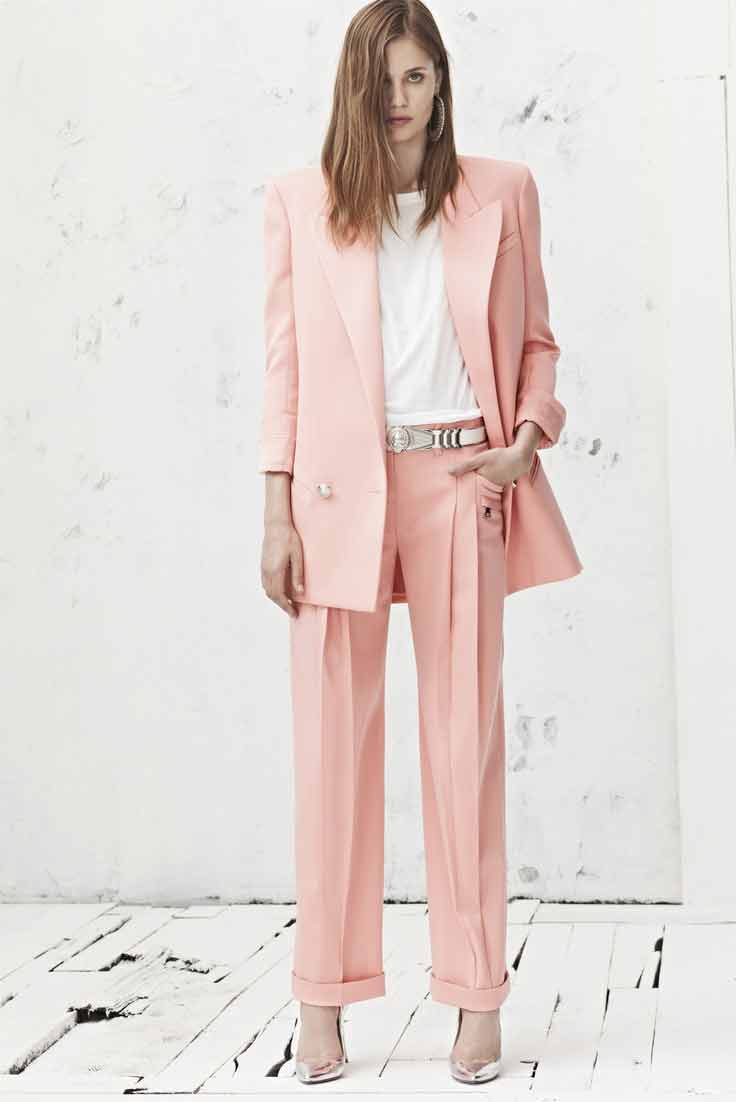 Latest pink and white business suits for women