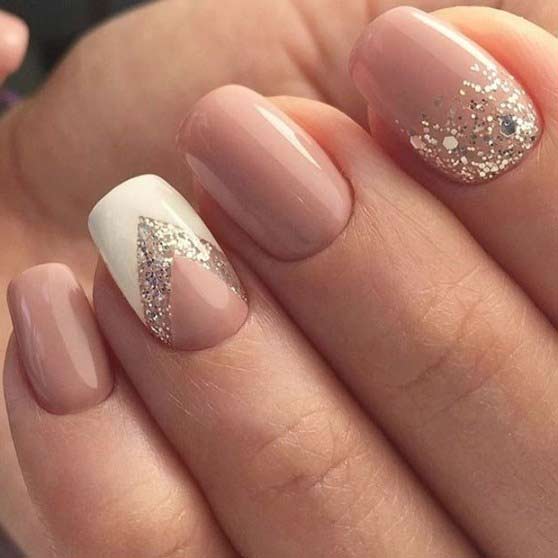 Easy pink nude nail art designs for Eid