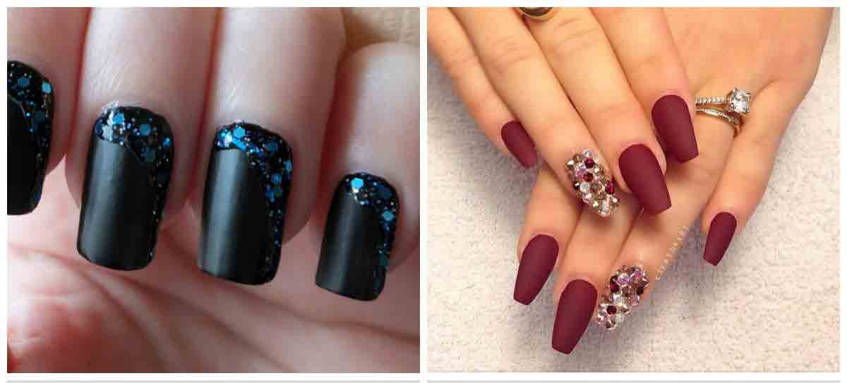 Black and maroon easy nail art designs for Eid