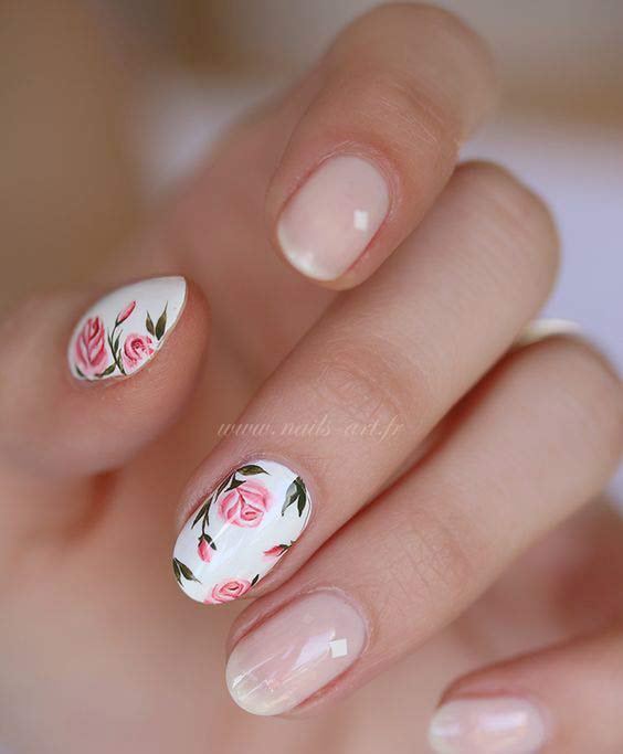 Floral nail art for Eid